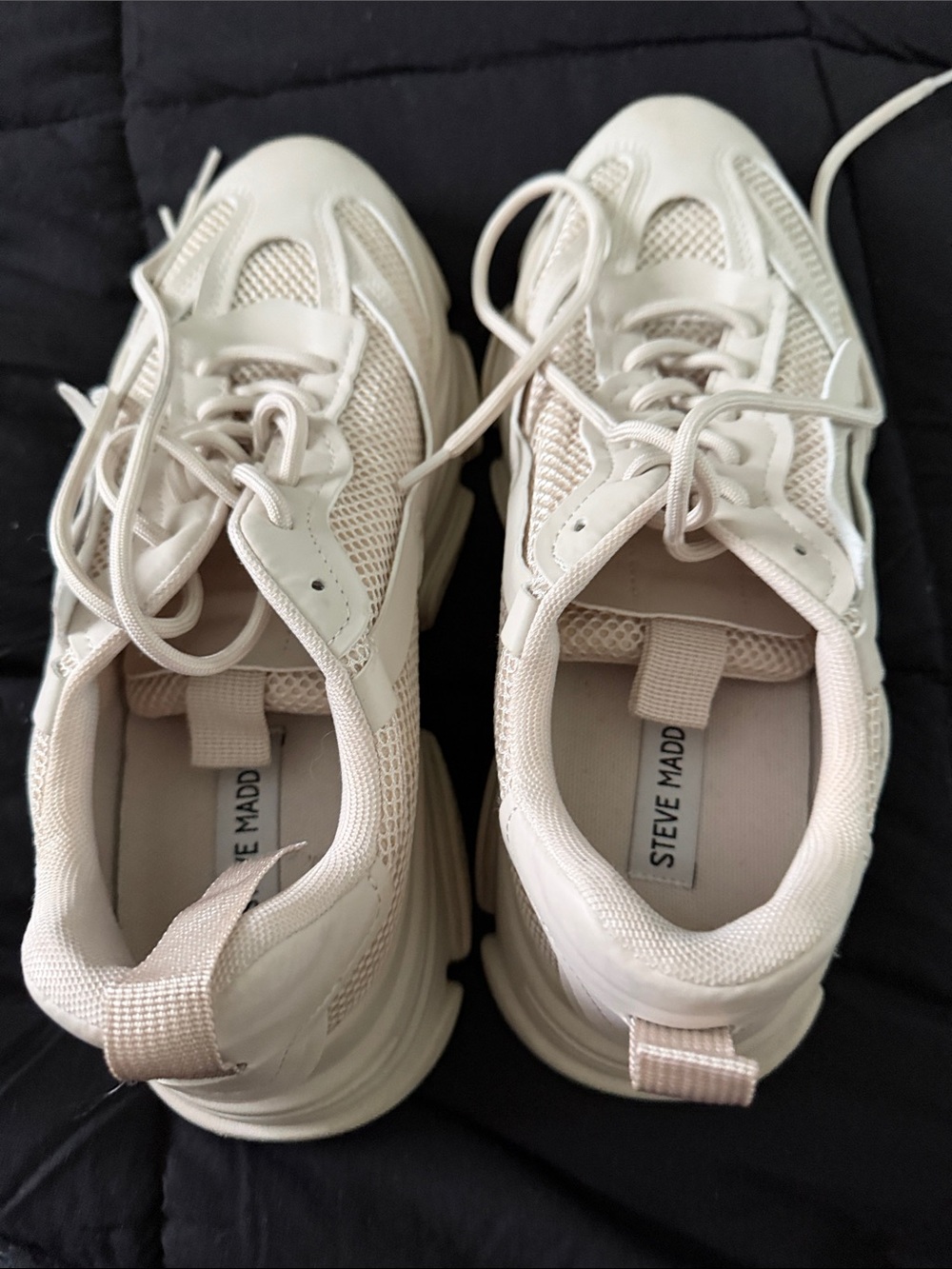Steve Madden Cream Chunky Lace-Up Sneakers